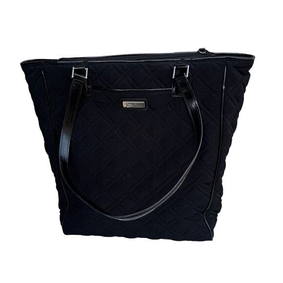 Vera Bradley Large Black Quilted Commuter Tote Bag Travel Work Purse - Picture 5 of 15